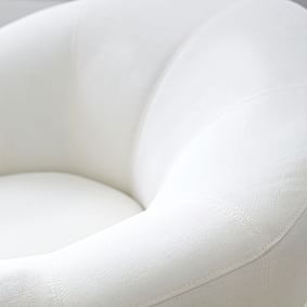 Chenille Washed Ivory Groovy Swivel Chair