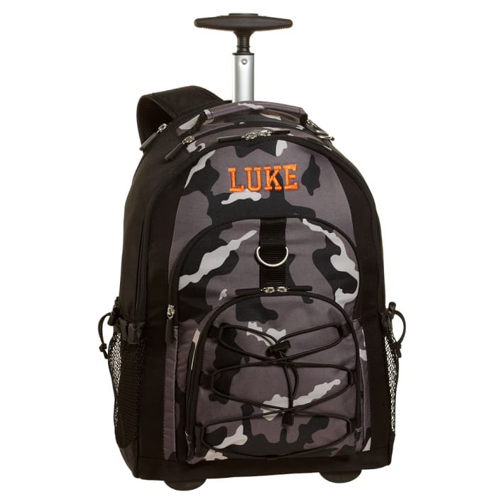 Gear-Up Black Camo Rolling Backpack