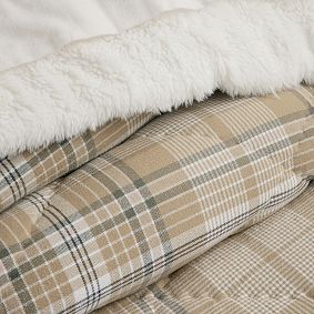 Tatum Plaid Flannel Sherpa Back Comforter