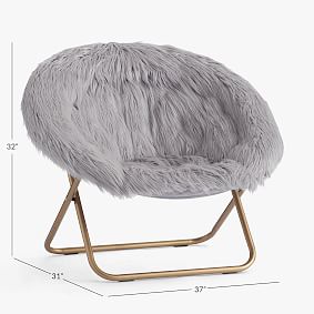 Himalayan Grey Faux-Fur Hang-A-Round Chair