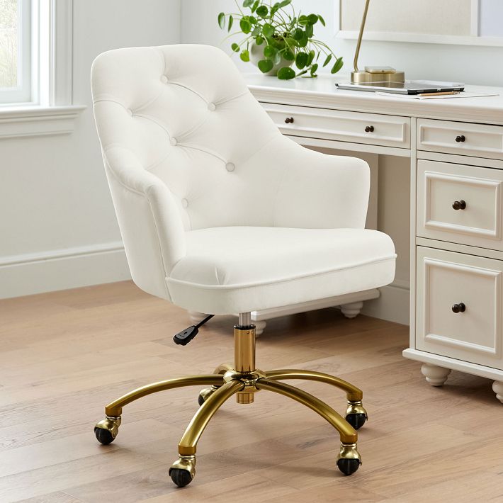 Velvet tufted discount swivel desk chair