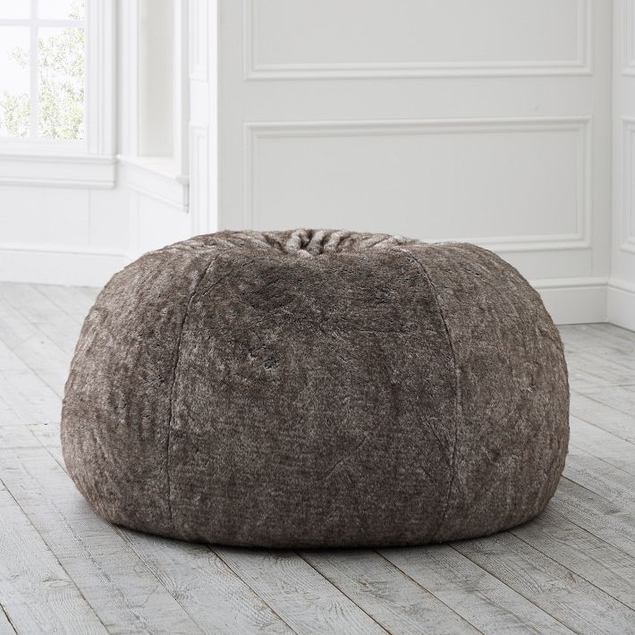 Tipped Faux Fur Bean Bag Chair Slipcover Only