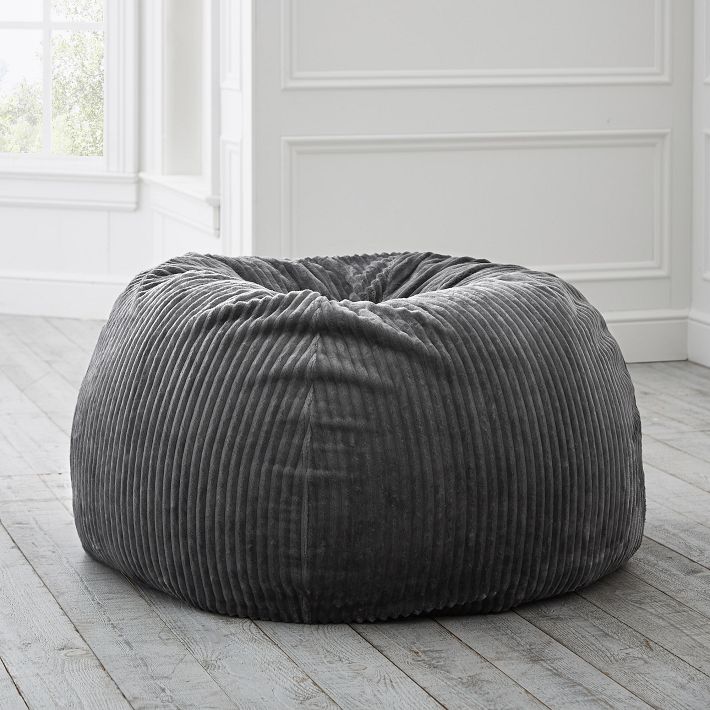 Charcoal Chamois Bean Bag Chair Slipcover Only