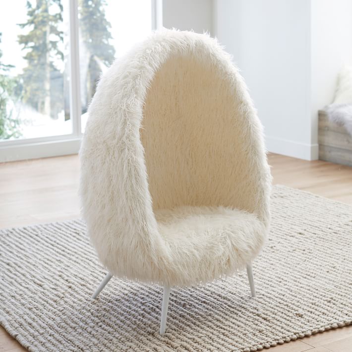 Furlicious Faux-Fur Ivory Cave Chair