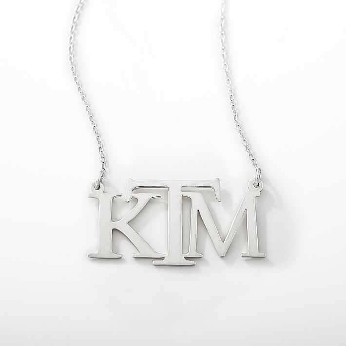 Monogram Casual Block Necklace, Silver