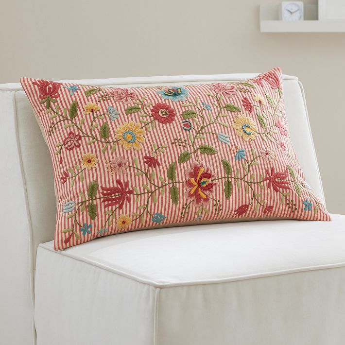 Laverna Embroidered Lumbar Pillow Cover