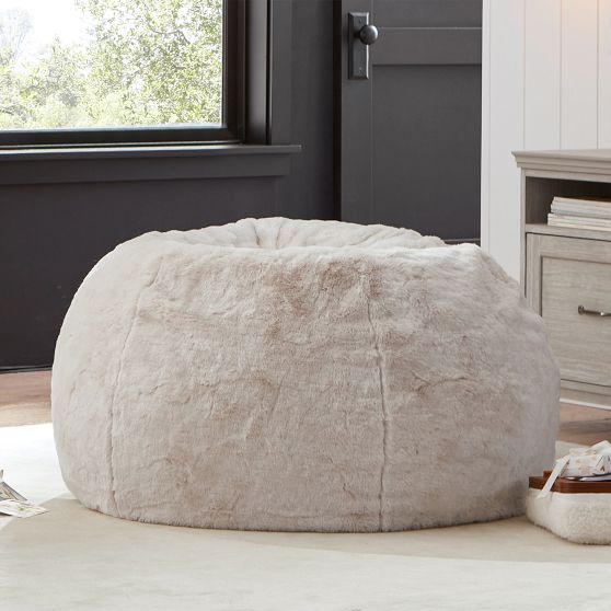 Ivory Polar Bear Faux Fur Bean Bag Chair | Pottery Barn Teen