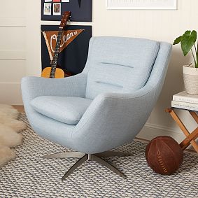 Eco-Performance Texture Weave Chambray Lennon Lounge Chair