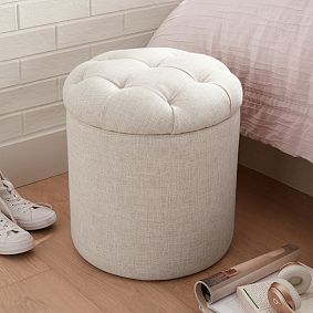 Tufted Round Storage Ottoman | Pottery Barn Teen