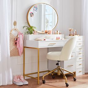 Blaire Single Pedestal Storage Vanity Desk (40&quot;)