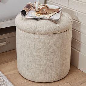 Tufted Round Storage Ottoman | Pottery Barn Teen