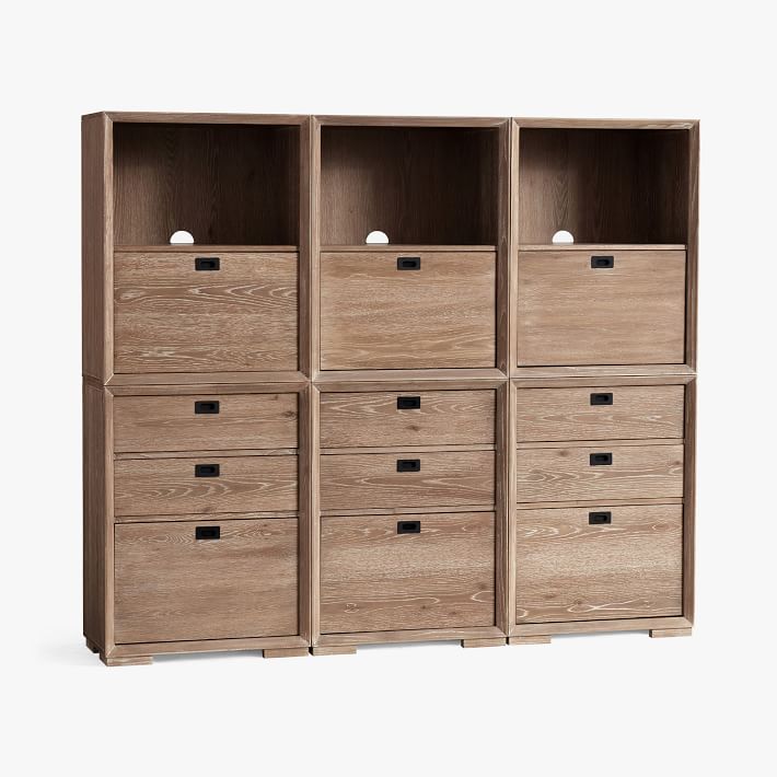 Callum 75&quot; Triple Mixed Drawer Tall Storage Bookcase