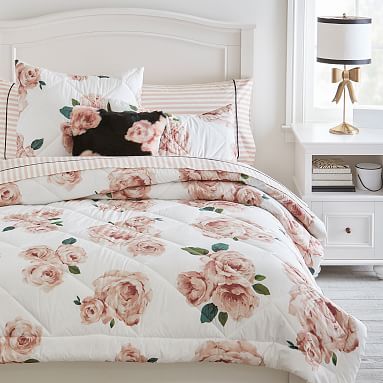 Emily & Meritt Bed of Roses Comforter - Ivory/Blush