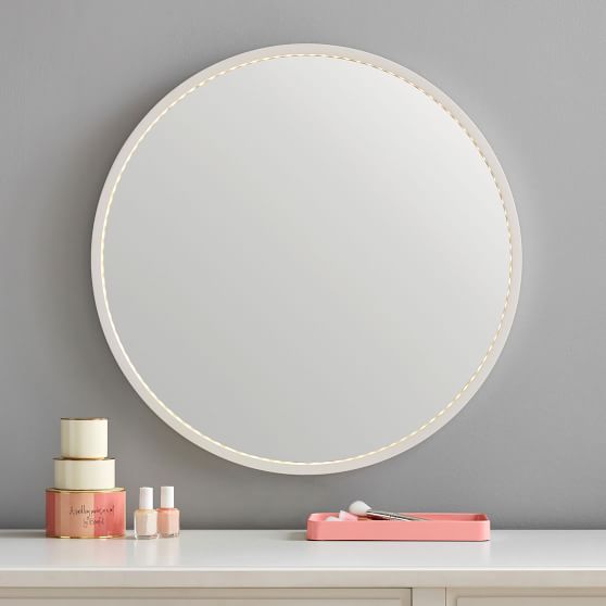 Framed LED Round Mirror | Pottery Barn Teen