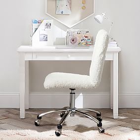 Beadboard Classic Small Space Desk and Sherpa Ivory Airgo Desk