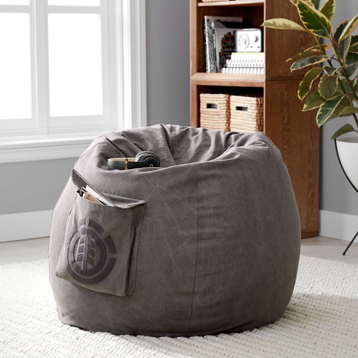 Element Bean Bag Chair, Enzyme Washed Canas Light Gray