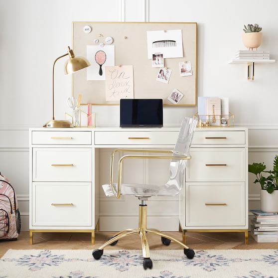 Blaire Storage Desk and Gold Paige Desk Chair Set | Pottery Barn Teen