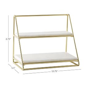 Marble and Gold Tiered Beauty Organizer