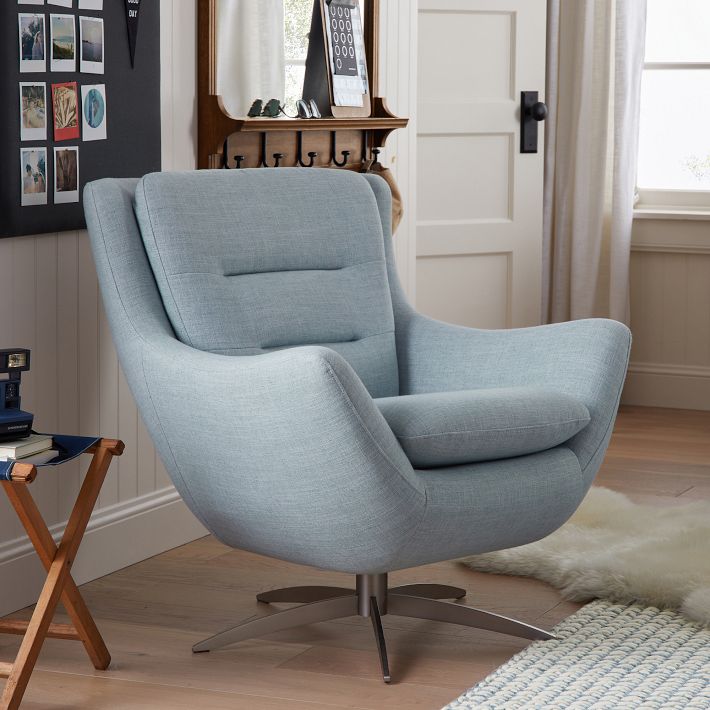 Eco-Performance Texture Weave Chambray Lennon Lounge Chair