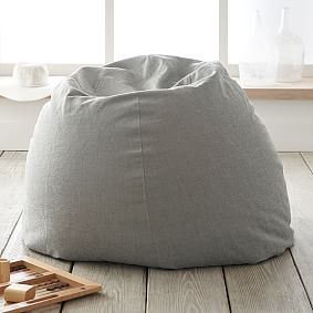 Chenille Plain Weave Washed Grey Bean Bag Chair