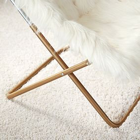 Himalayan Faux-Fur Ivory Square Hang-A-Round Chair