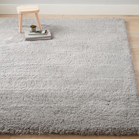 Ultra Plush Shag Wool Rug - Light Grey