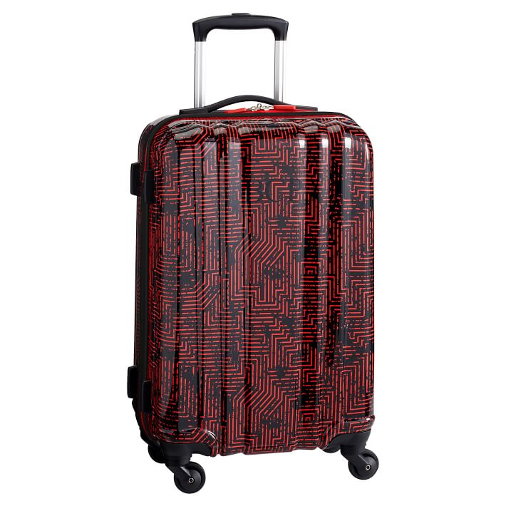 Channeled Hard-Sided Red Circuit Carry-on Spinner