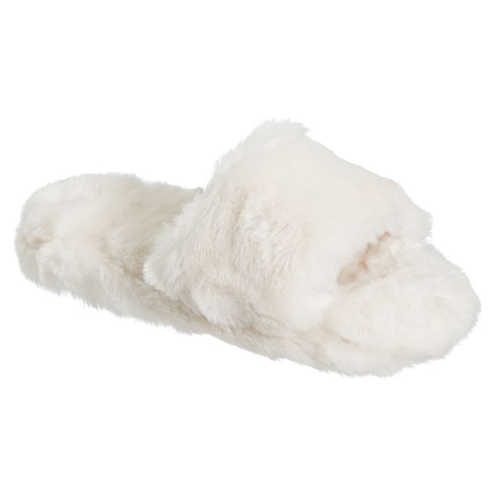 Polar Bear Open Toe Faux-Fur Slide Slippers