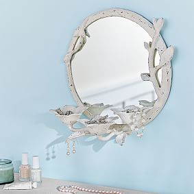 Metal Floral Jewelry + Beauty Storage Mirror