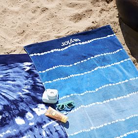 Tie-Dye Stripe Beach Towel, Navy