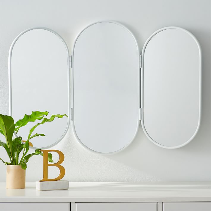 Triptych Vanity Mirror, White