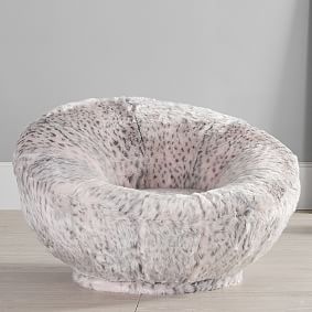 Blush Leopard Faux-Fur Groovy Swivel Chair