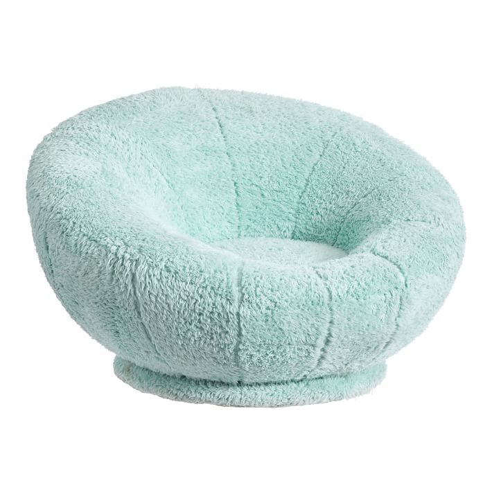 Cozy Sherpa Turquoise Groovy Swivel Chair