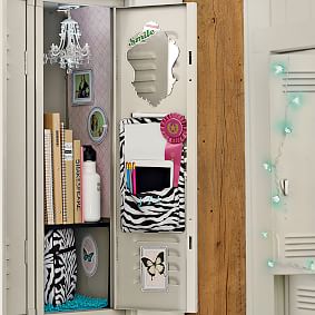 Gear-Up Black Zebra Locker Dry-Erase/Pocket
