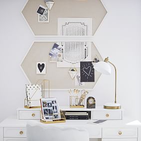 Wood Framed Hexagon Pinboard, Simply White