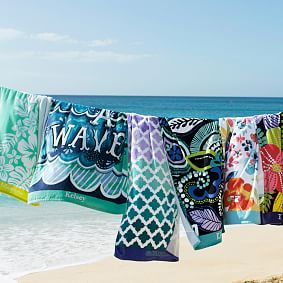 Aqua Floral Beach Towel