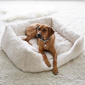 Faux-Fur Pet Bed, Ivory Luxe