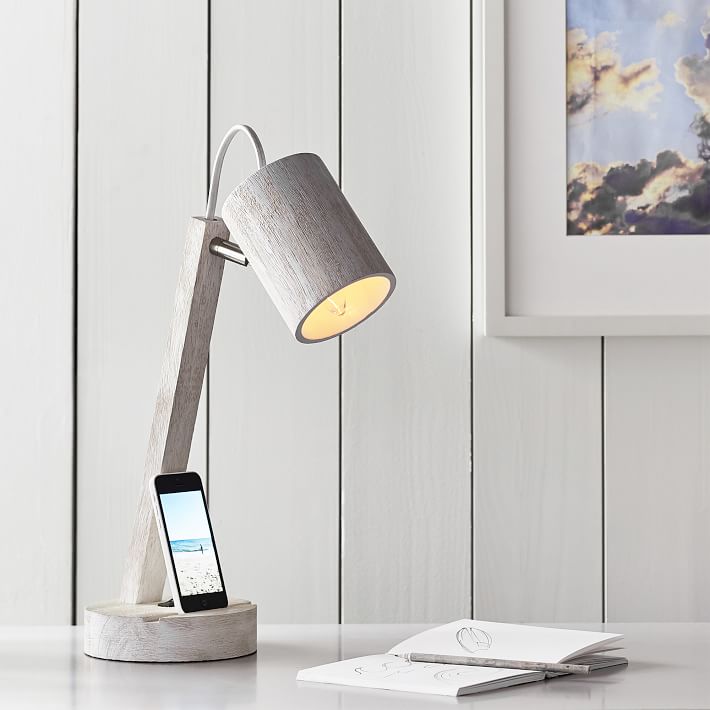 Wooden Task Lamp with USB