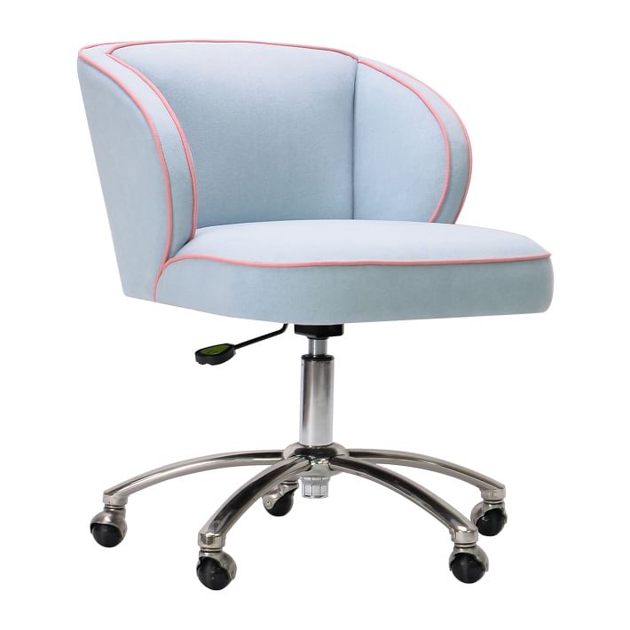 Denim with Piping Wingback Swivel Desk Chair