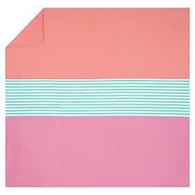 Nantucket Stripe Duvet Cover, Pink/Coral