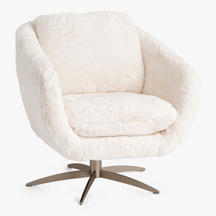 Faux Fur Ivory Glam Lounge Chair