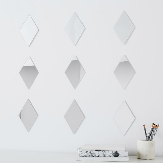 No Nails Geo Mini Mirrors | Dorm Wall Decor | Pottery Barn Teen
