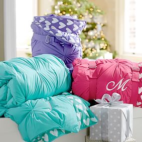 Pintuck Sleeping Bag &amp; Pillowcase, Purple Sweethearts