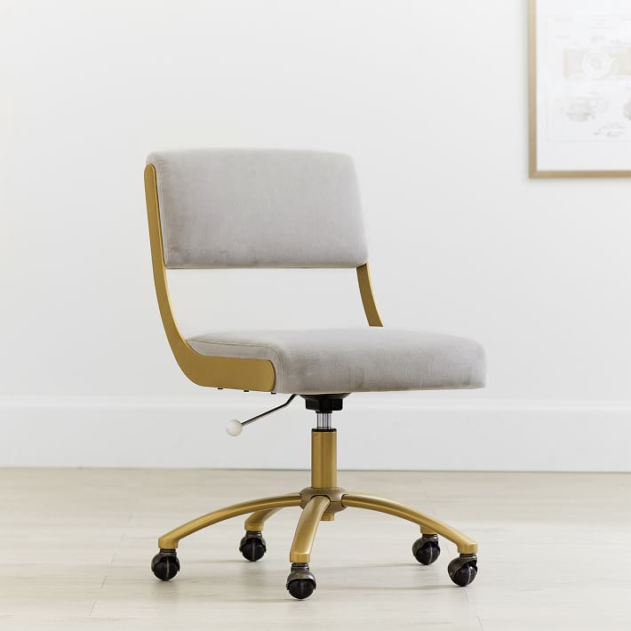 Velvet Gray Boomerang Desk Chair