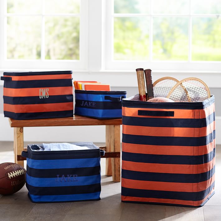 Guys Store-It Canvas Bin Collection, Rugby Stripe