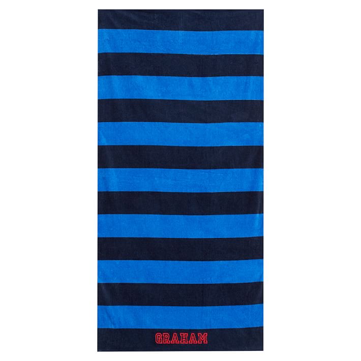 Rugby Stripe Beach Towel, Blue