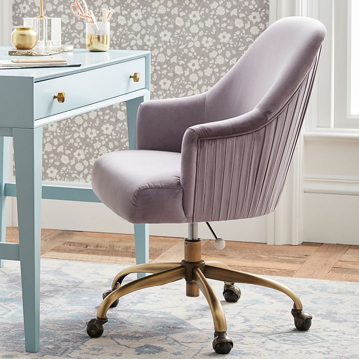 Dusty Lavender Pleated Swivel Desk Chair