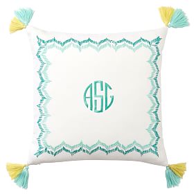 Embroidered Border Monogram Pillow Covers