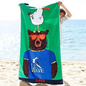 Surfin' Grizzly Beach Towel