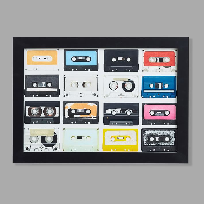 Colorful Cassette Framed Art, 24.5&quot;x17.5&quot;